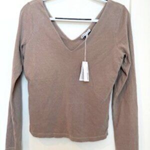 James Perse Stretch Lotus Rib Wide V-Neck Top - Size 4 - NWT